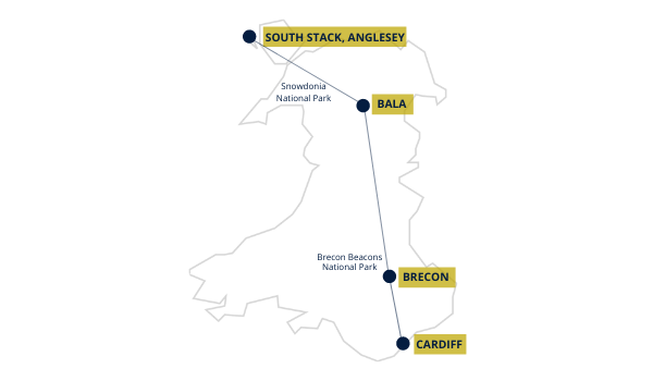 UL cycle route from Anglesey to Cardiff